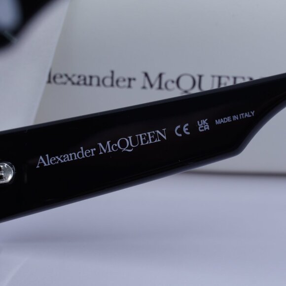 Alexander McQueen AM0330S 001 Oval Sunglasses - Black/Grey - Picture 8 of 10